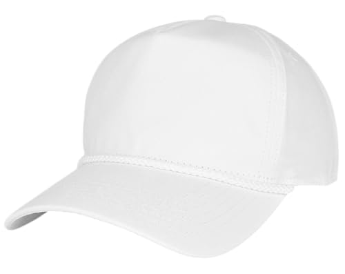 E BY ELIDAN A-Frame Trucker Hat, 5-Panel Blank Snapback - color: White + White Rope