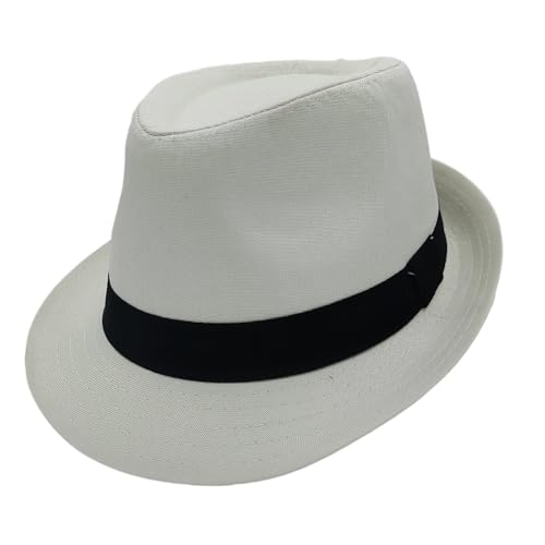 Short Brim Trilby Fedora Hat for Men Women - color: Milky White, size: 7 1/4-7 3/8