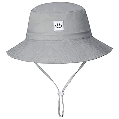 55cube Baby & Toddler Sun Hat UPF 50+ Bucket Hat with Chin Strap - color: 1pack Grey, size: 6-24 Months