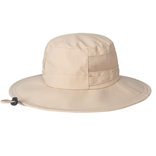 Sun Hat for Men/Women, UPF 50+ Fishing Hat,Waterproof Wide Brim Bucket Hat Foldable Boonie Hat for Hiking Garden Safari Beach - color: Beige