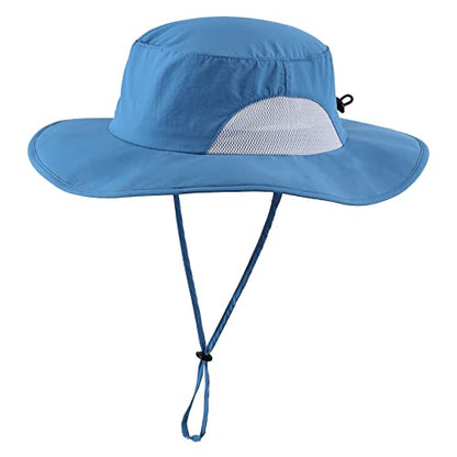 Home Prefer UPF50+ Mens Sun Hat Wide Brim Fishing Hat for Men UV Protection Womens Beach Bucket Hat for Golf Hiking Gardening - color: Blue