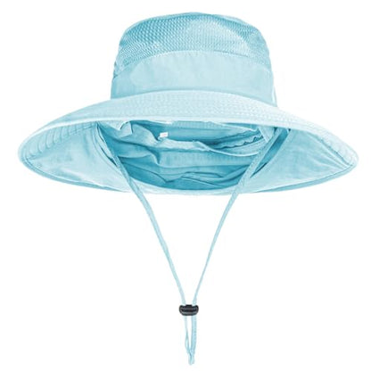 ZOORON Sun Hats for Men Women with Neck Flap Fishing UPF 50+ UV Protection - color: Blue