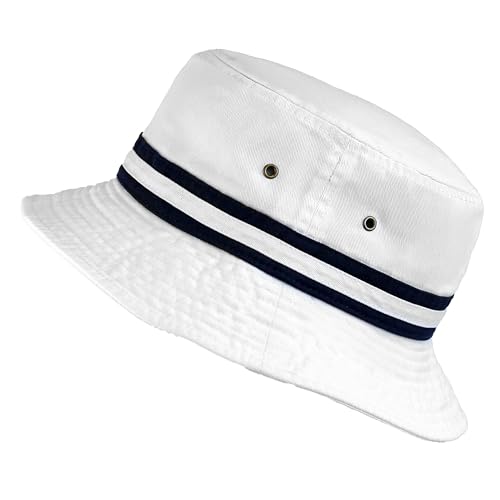 Cotton Bucket Hat Packable Sun Hat – Unisex Summer Travel Beach Fisherman Hat for Men Women Outdoor Fishing Hiking - color: 0. Band -White, size: Large-X-Large