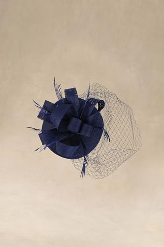 BABEYOND Fascinators Hats for Women Pillbox Veil Tea Party Derby Headband - color: Dark Blue