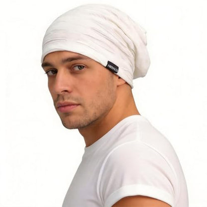 Ruphedy Men Slouchy Beanie Summer Long Oversize Thin Lightweight Skull Cap B011h - color: B401-white, size: One Size