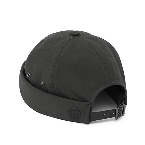 UNDERCONTROL Vintage Brimless Sailor Fisherman Leon Hat Miki Skull Docker Leather Strap Beanie Cap for Men & Women Korea - color: Charcoal