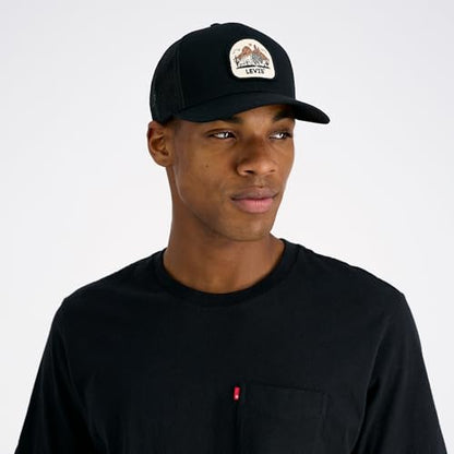 Levi's Men's Classic Style Logo Trucker Hat - Adjustable Lightweight - color: Black