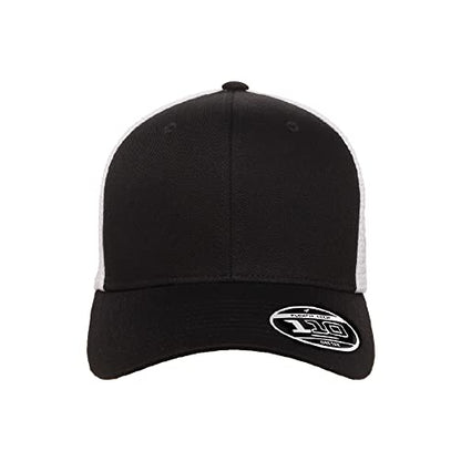 Flexfit 110M Trucker Mid-Profile Mesh Back Snapback Cap - color: Black/White
