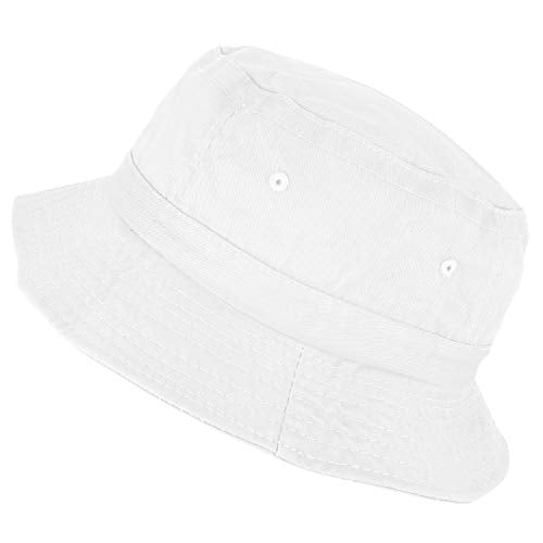 Armycrew Pigment Dyed Washed 100% Cotton Unisex Bucket Hat - color: White