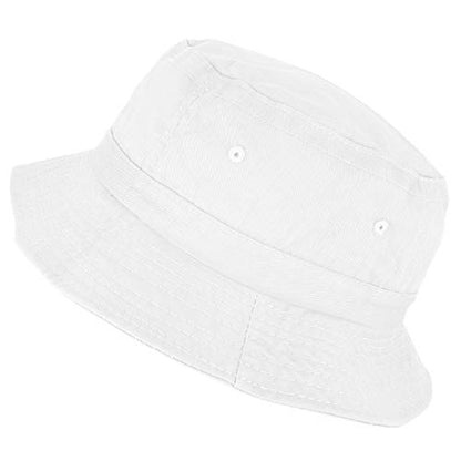 Armycrew Pigment Dyed Washed 100% Cotton Unisex Bucket Hat - color: White