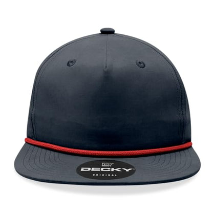 5 Panel High Profile Relaxed Cotton Blend Rope Hat - color: Navy