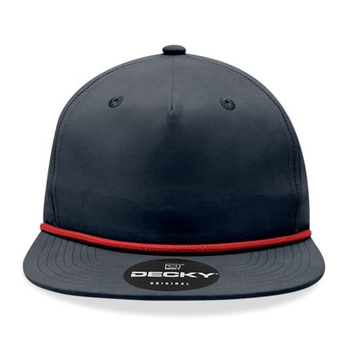 5 Panel High Profile Relaxed Cotton Blend Rope Hat - color: Navy
