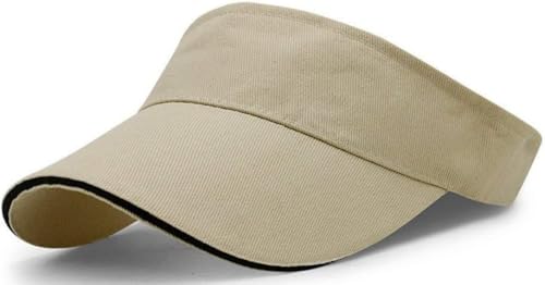 Unisex Sun Visor Hat Empty Top Baseball Cap Lightweight Sun Hat Beach Cap with Adjustable Strap for Running, Tennis, Golf - color: Beige