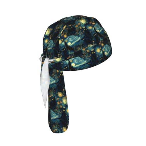 Adjustable Cycling Cap, Quick Dry Sports Bandana Skull Cap Helmet Liner - color: Van Gogh-style Black Cat