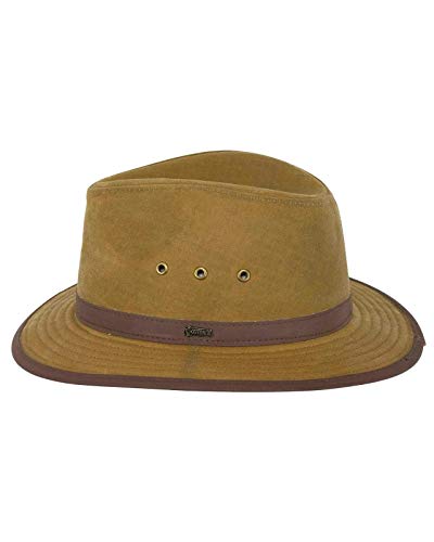 Outback Trading Company Unisex 1462 Madison River Sun-Protective Waterproof Crushable Cotton Oilskin Hat - color: Field Tan, size: Large