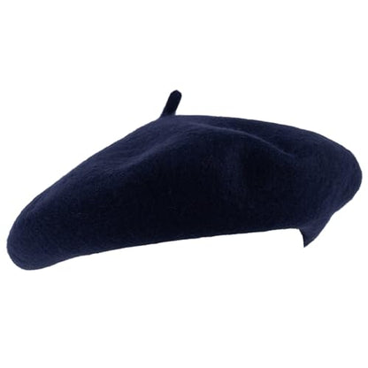 ZAKIRA Wool French Beret for Men & Women, Plain - color: Navy