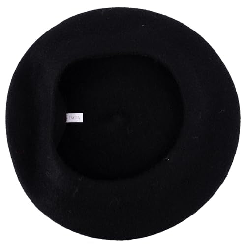 ZAKIRA Wool French Beret for Men & Women, Plain - color: Black