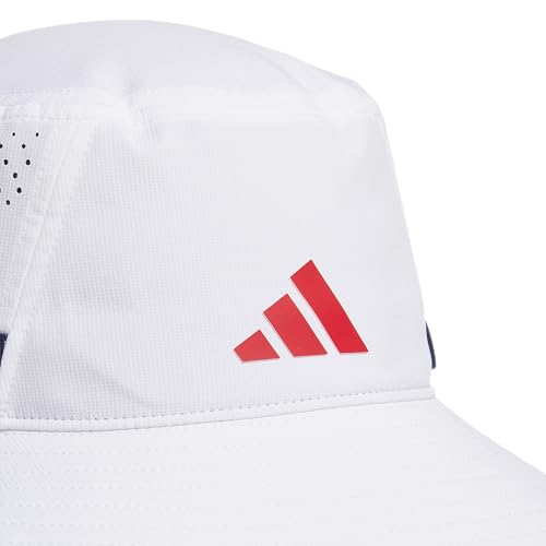 adidas Men's Victory Bucket Hat Boonie - color: White/Dark Blue/Better Scarlet/5, size: Small-Medium
