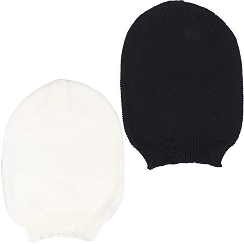 an Unisex Striped Knit Slouchy Beanie Hat Lightweight Soft Fashion Cap - color: 5014-2pk-wht
