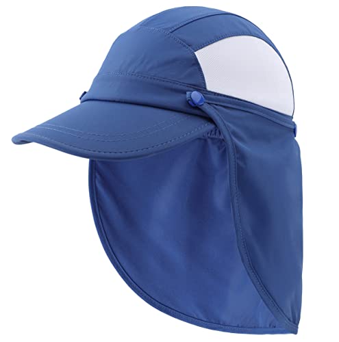Connectyle Kids Sun Hat with Removable Neck Flap UPF 50+ Sun Protection Baseball Cap Summer Beach Sun Hats 3-6 Years - color: Blue