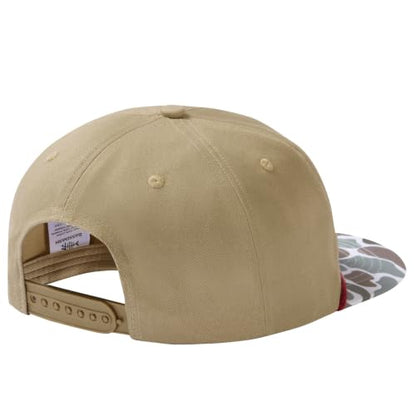 BASSDASH Embroidered Soft Top Flat Brim Duck Hat Snapback Cap for Hunting, Fishing, and Outdoor Activities - color: Color Block Camo/Trout