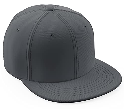 Daxton Classic Blank Snapback Flat Bill Visor Hat Cap One Size Adjustable Back - color: Charcoal