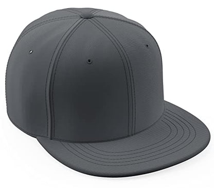 Daxton Classic Blank Snapback Flat Bill Visor Hat Cap One Size Adjustable Back - color: Charcoal