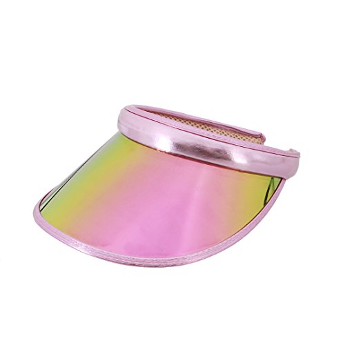 Surkat Women Sun Visors Hologram Wide Brim Thicker Sweatband UV Protective Sportswear Visors Sunhat - color: Pink