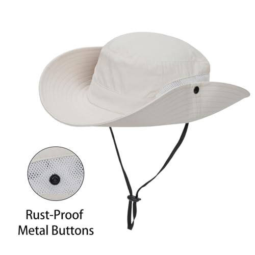 Womens Summer Sun Hat Beach Hat Wide Brim Outdoor UV Protection Bucket Hat - color: Solid Beige