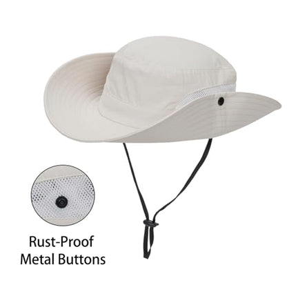 Womens Summer Sun Hat Beach Hat Wide Brim Outdoor UV Protection Bucket Hat - color: Solid Beige