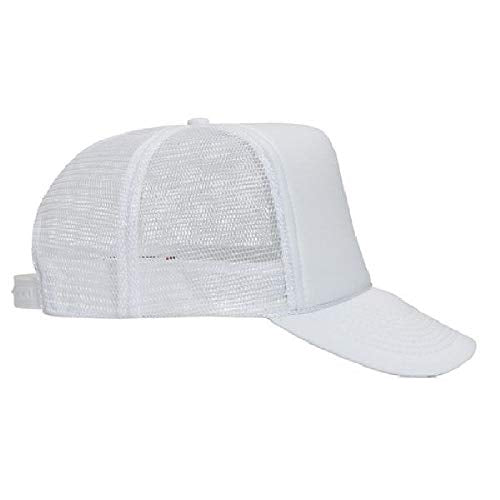 OTTO Polyester Foam Front 5 Panel High Crown Mesh Back Trucker Hat - color: White