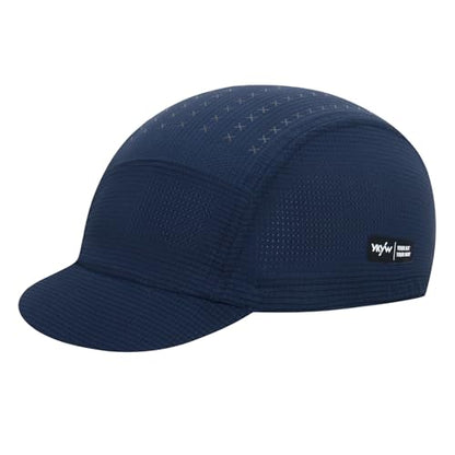 YKYWBIKE Cycling Cap for Men & Women,Sun Protection Cycling Hat Under Cycling Helmet,Cooling Helmet Liner with Sun Visor - color: Dark Blue
