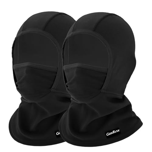 GoxRunx Kids Balaclava Ski Mask,Fleece Face Mask Neck Warmer for Boys Girls,Windproof Face Cover for Cold Weather - color: Black/Black