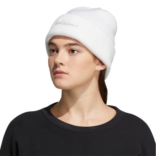 adidas Women's Script Fold Beanie - color: White/Clear Grey, size: One Size