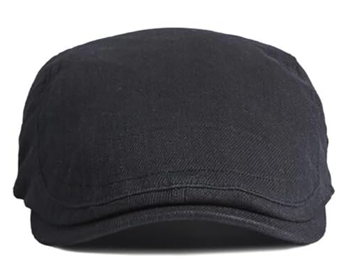 DIYDECAL Cotton Newsboy Flat Caps for Men, Womens Cabbie Driving Beret Hats - color: Black
