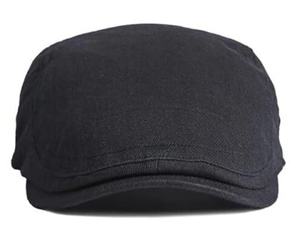 DIYDECAL Cotton Newsboy Flat Caps for Men, Womens Cabbie Driving Beret Hats - color: Black