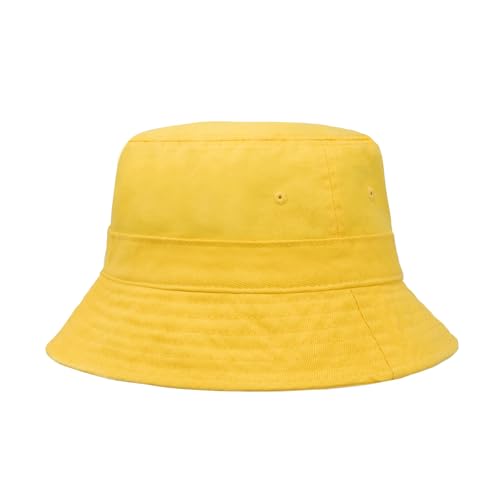 Hot Summer Bucket Hat - Trendy Cotton Sun Hat for Beach, Golf, Fishing - color: Happy Lemon