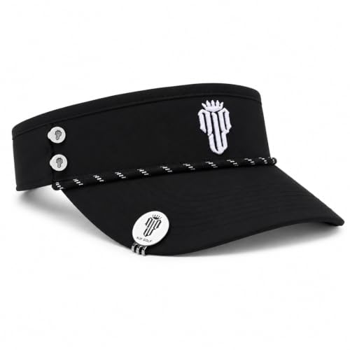 Visor Hat for Men and Women with Tee Holder & Magnetic Ball Marker - color: Low Crown: Black