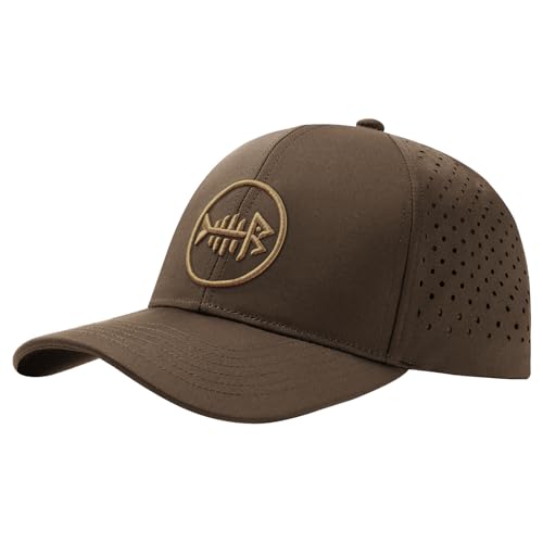 BASSDASH Unisex UPF 50+ Water Resistant Baseball Cap with Laser Cut Mesh - color: Dark Earth, style: Regular