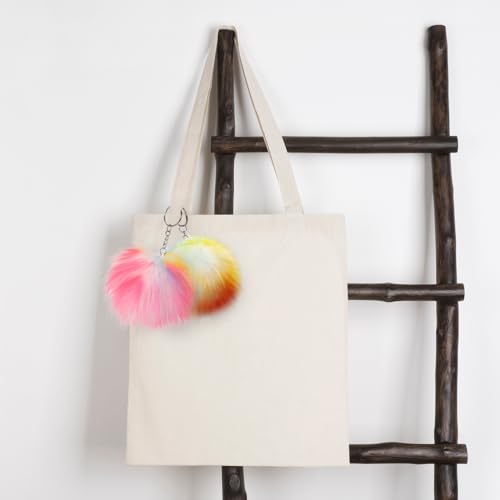 Tatuo 16 Pcs Faux Fur Pom Poms for Hats, Rainbow Color - color: Rainbow Color