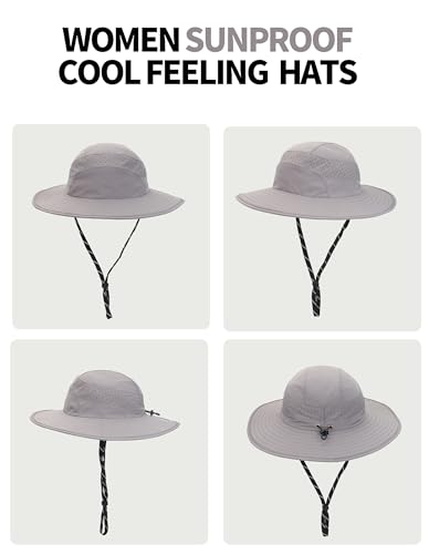 UPF50+ Bucket Hat, Wide Brim Sun Cap - color: Light Grey