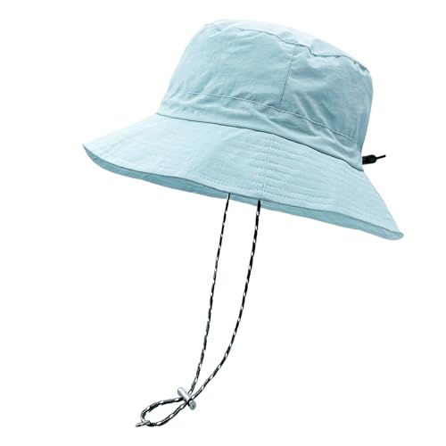 woogwin Waterproof Bucket Rain Hat with Chin Strap Quick Dry Packable Boonie Sun Hat Safari Hat UV Protection - color: Light Blue