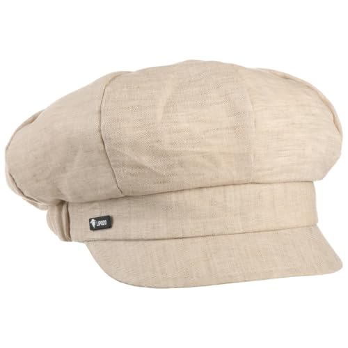 Lipodo Classic Baker Boy Cap Made in Italy Linen Cotton Ladies Elastic Band Spring Summer - color: Beige