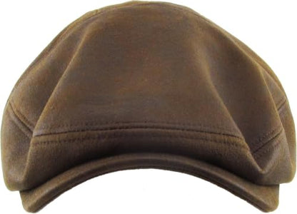 KBETHOS Leather Ascot Made in USA Ivy Collection Classic Newsboy Caps - color: (C) Faux Leather - Light Brown, size: Large-X-Large