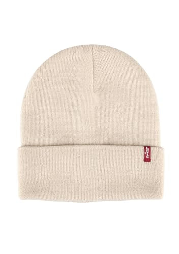 Levi's Mens All-Season Hero Beanie Soft Knit Cuffed Winter Hat, Warm & Comfortable Everyday Style - color: Cream Red Tab