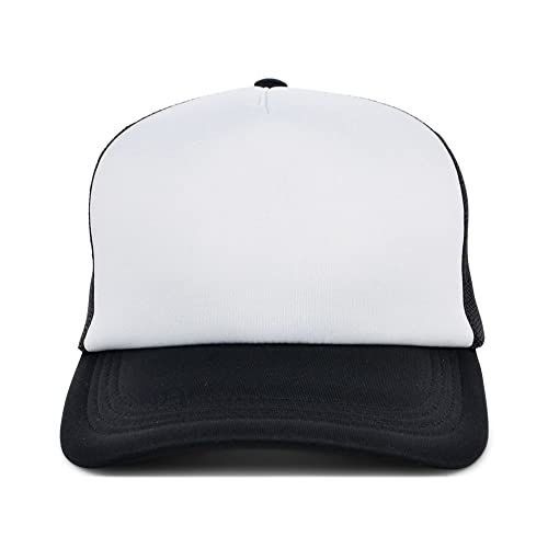 Lids Blank Basic Foam Trucker Adjustable Snapback Hat - color: White/Black