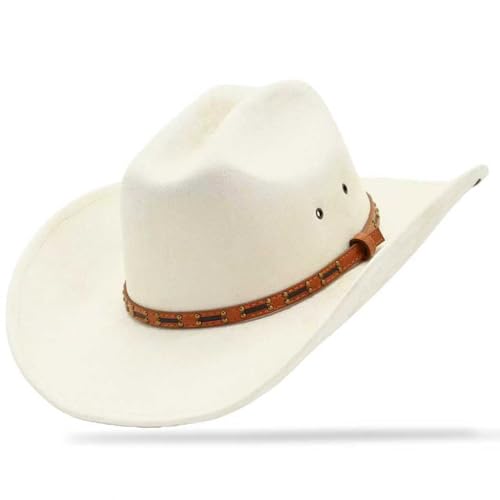 Cowboy Hat for Men and Women - Cattleman Wide Brim Western Cowgirl Hat with Gift Packaging - color: Beige, size: 7 3/8-7 1/2