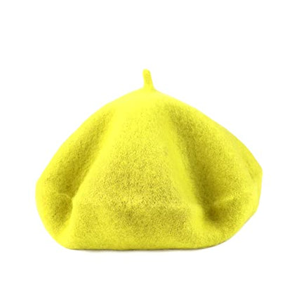 Wheebo Berets for Kids Wool French Beret Hats Artist Painter Hats for Little Girls Boys Solid Color Style - color: Dark Yellow