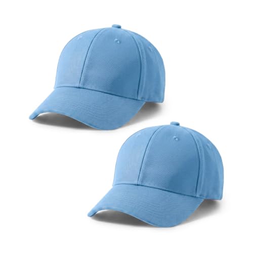 2-Pack Classic Structured Baseball Cap Adjustable Snapback Ball Caps - color: Sky