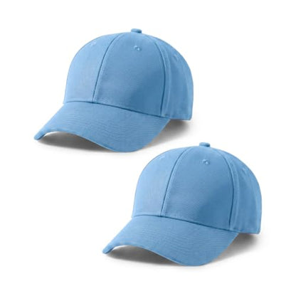 2-Pack Classic Structured Baseball Cap Adjustable Snapback Ball Caps - color: Sky